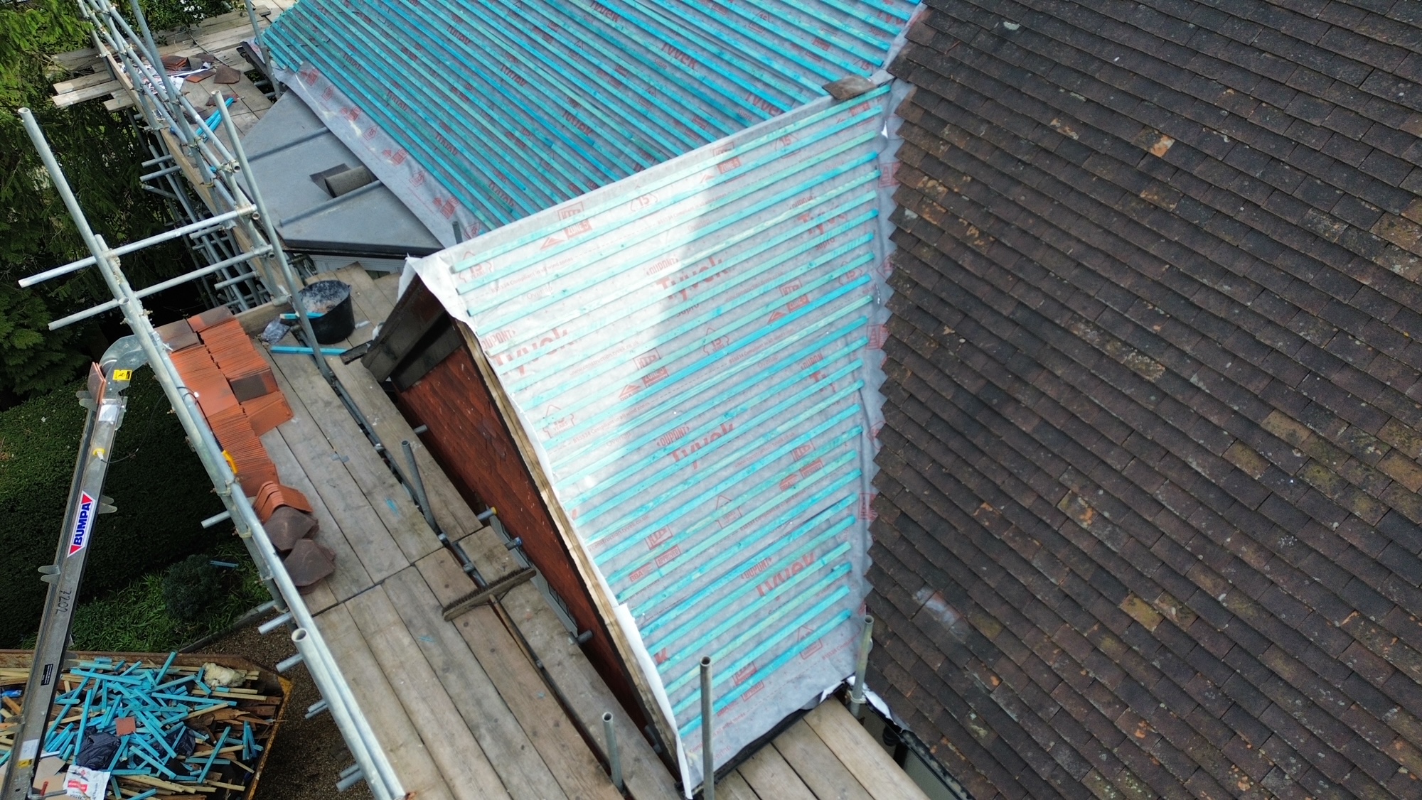 Clay plain tile part roof